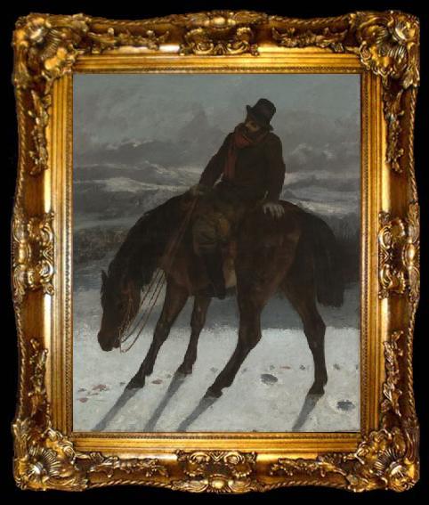 framed  Gustave Courbet Hunter on Horseback, ta009-2